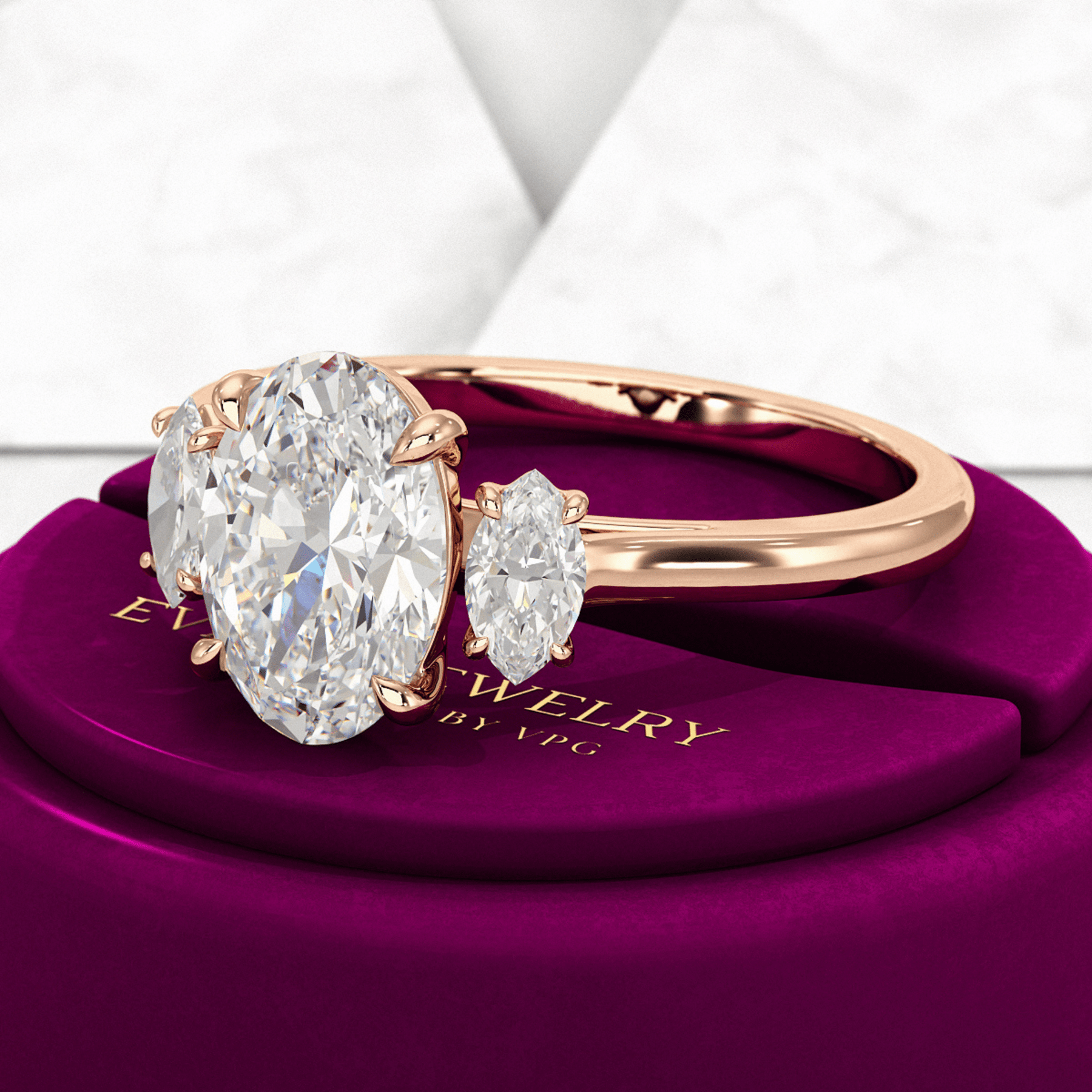 2 Carat Oval Cut Art Deco Engagement Ring - Evara Jewelry LLC