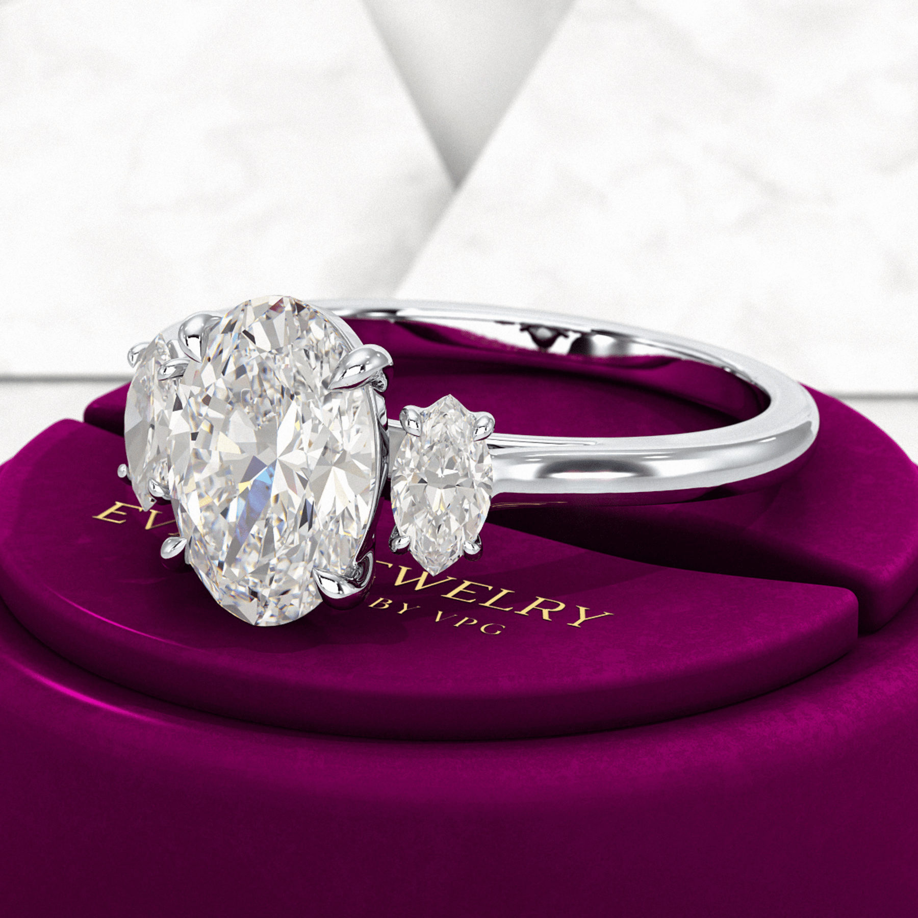 2 Carat Oval Cut Art Deco Engagement Ring - Evara Jewelry LLC