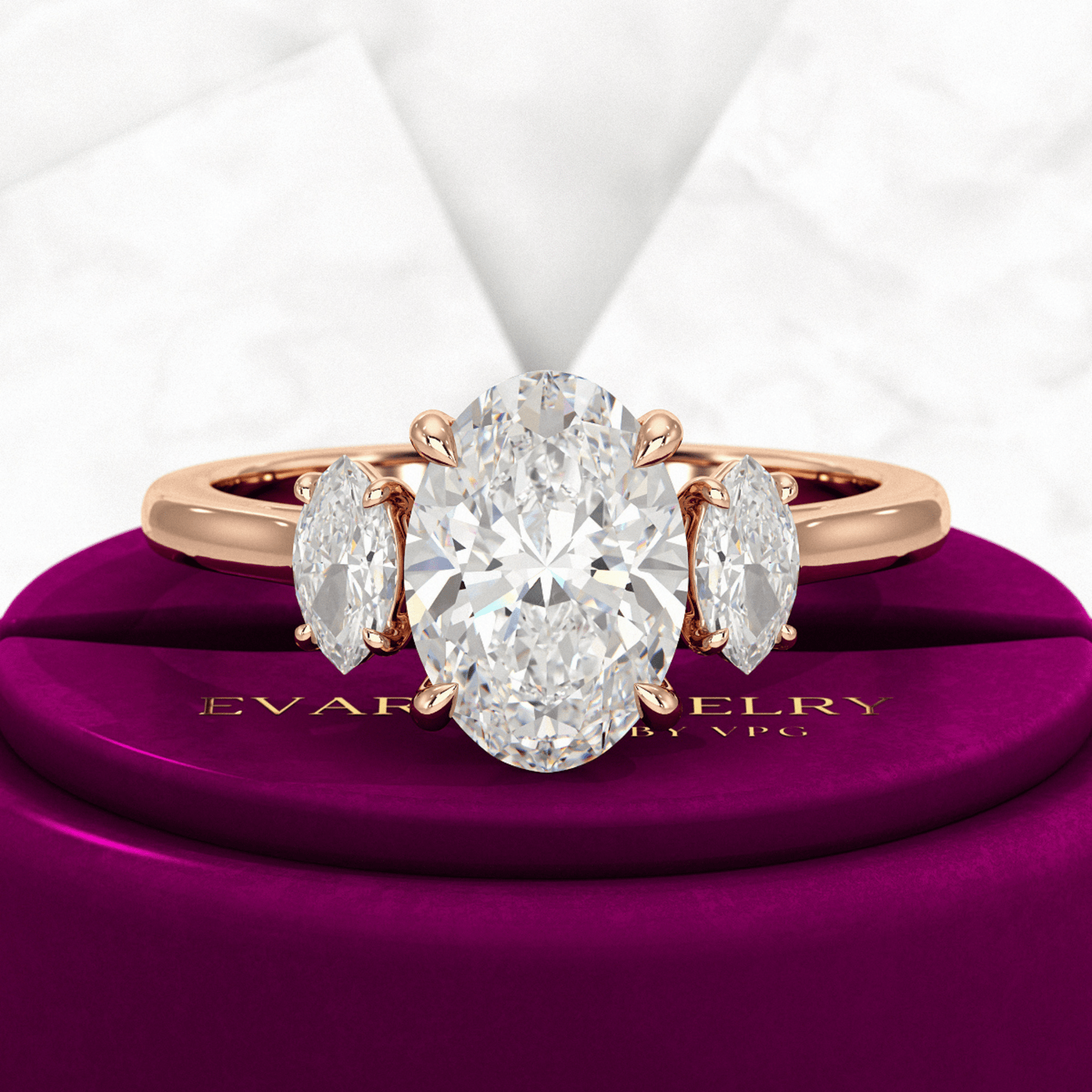 2 Carat Oval Cut Art Deco Engagement Ring - Evara Jewelry LLC