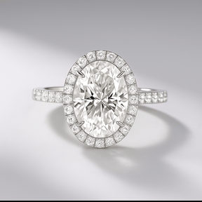2 Carat Oval Cut Classic Halo Engagement Ring - Evara Jewelry LLC