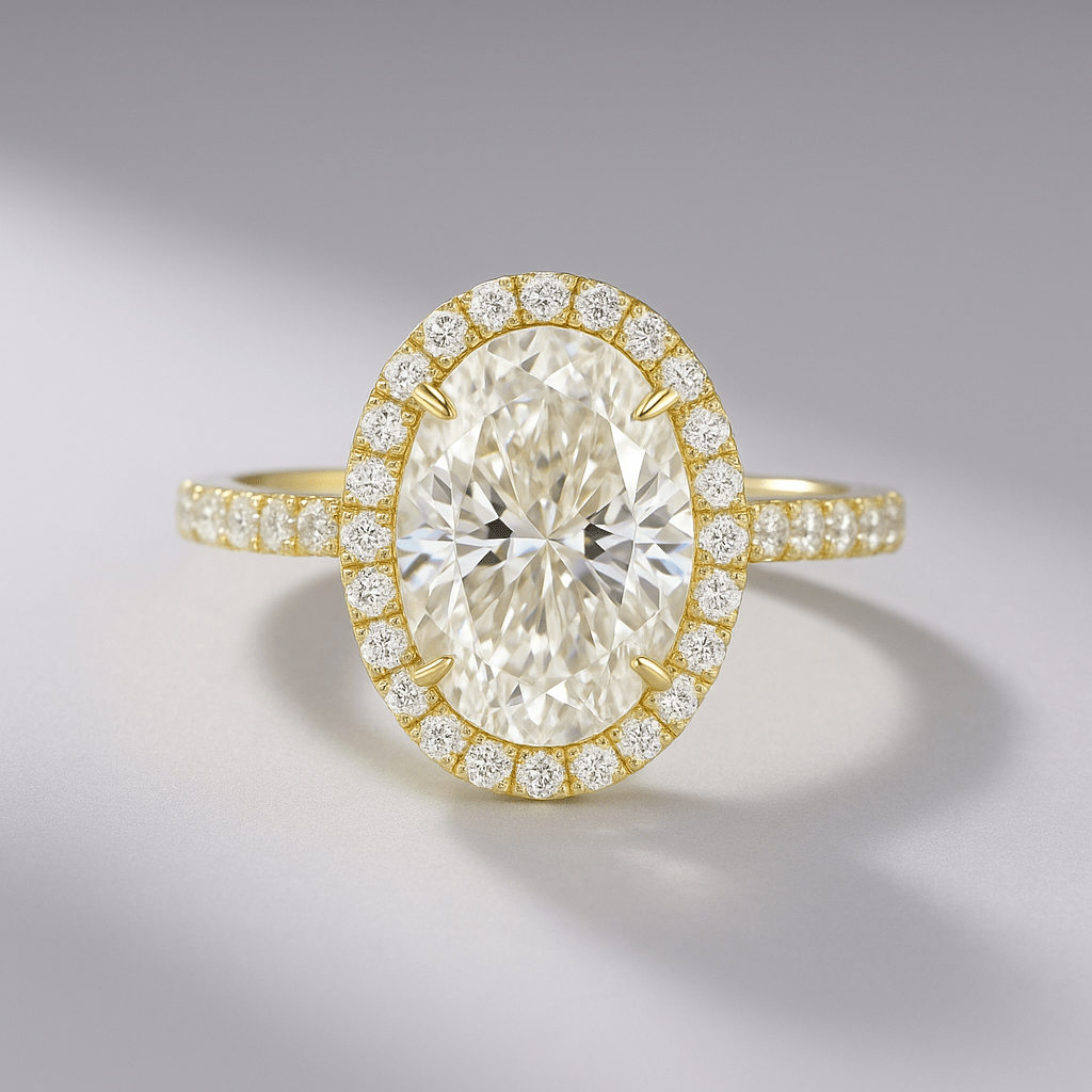 2 Carat Oval Cut Classic Halo Engagement Ring - Evara Jewelry LLC