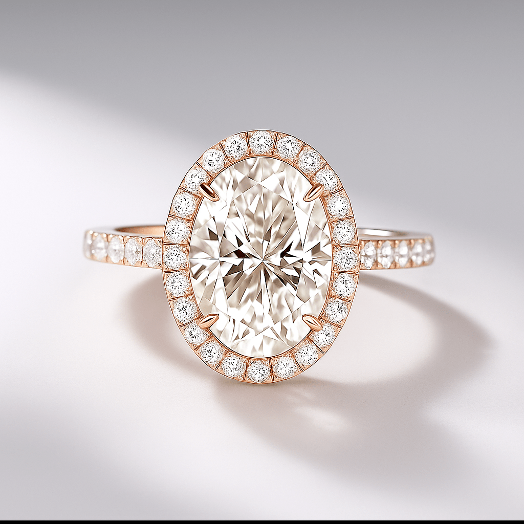 2 Carat Oval Cut Classic Halo Engagement Ring - Evara Jewelry LLC