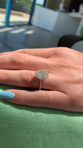 2 Carat Oval Cut Classic Halo Engagement Ring - Evara Jewelry LLC