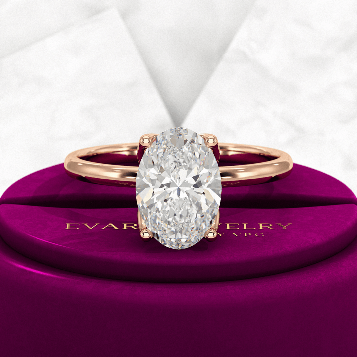 2 Carat Oval Cut Nature Inspired Engagement Ring - Evara Jewelry LLC