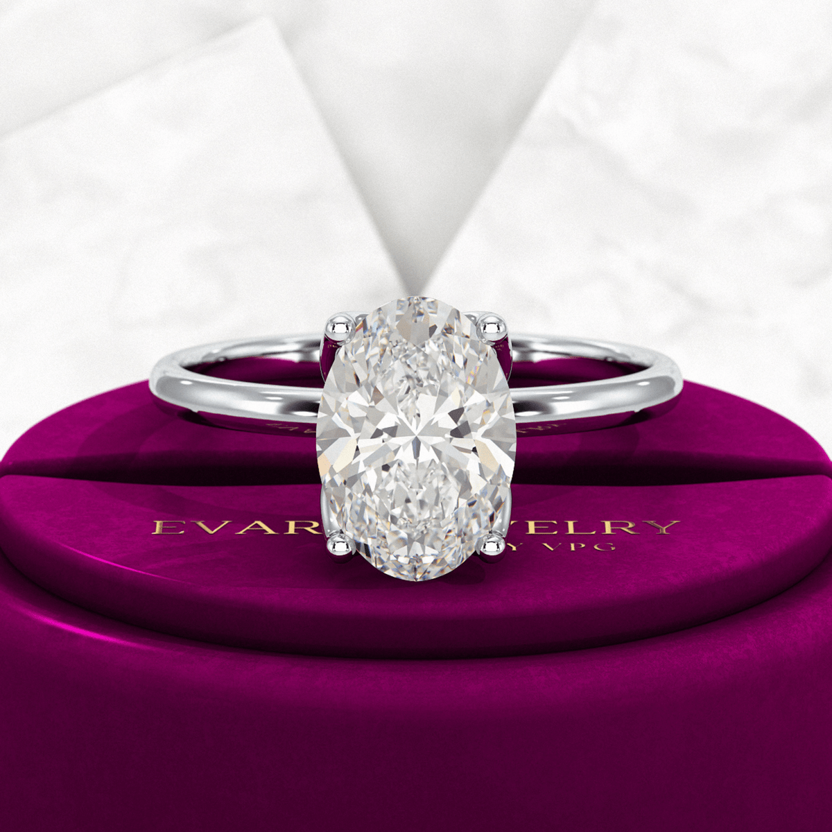 2 Carat Oval Cut Nature Inspired Engagement Ring - Evara Jewelry LLC