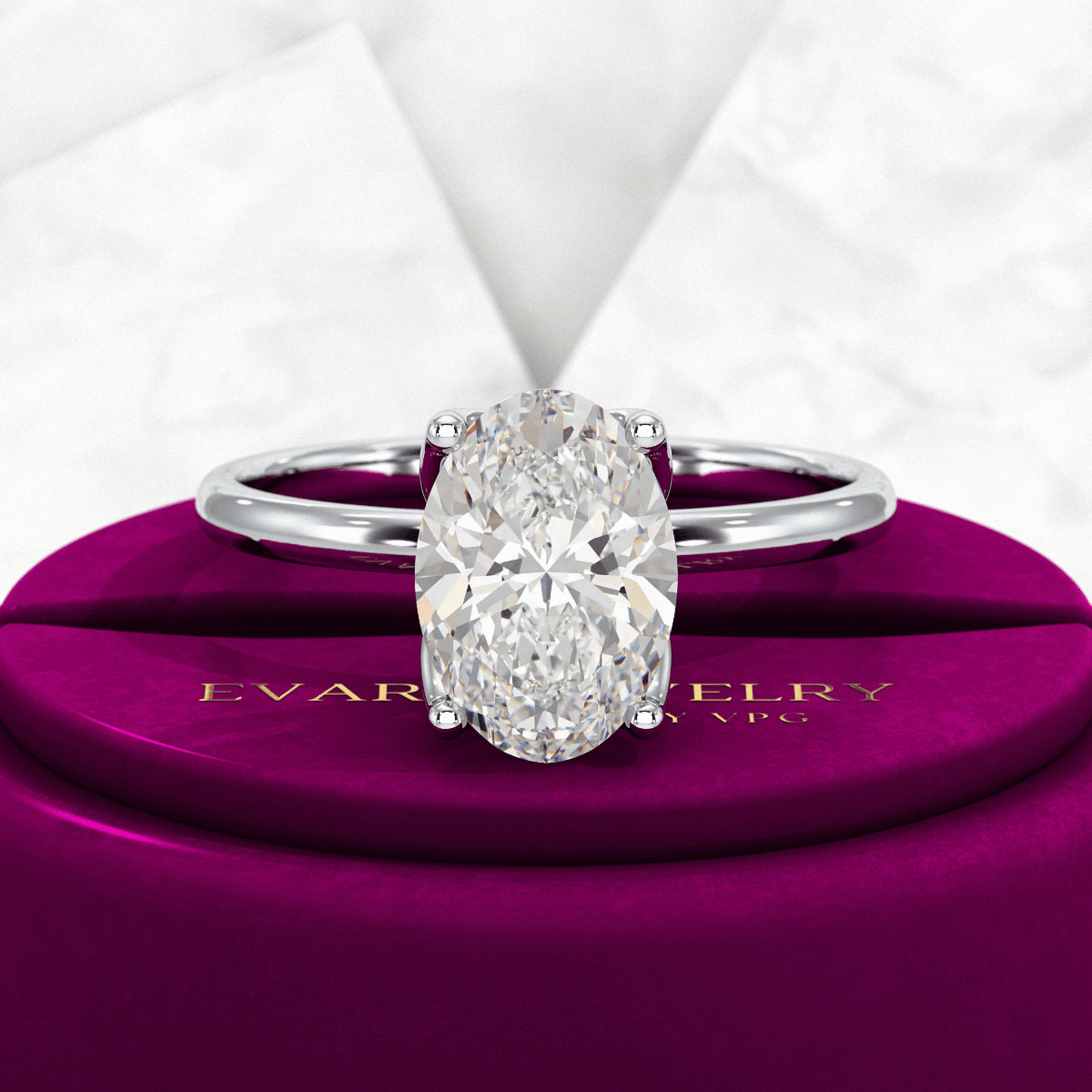 2 Carat Oval Cut Nature Inspired Engagement Ring - Evara Jewelry LLC