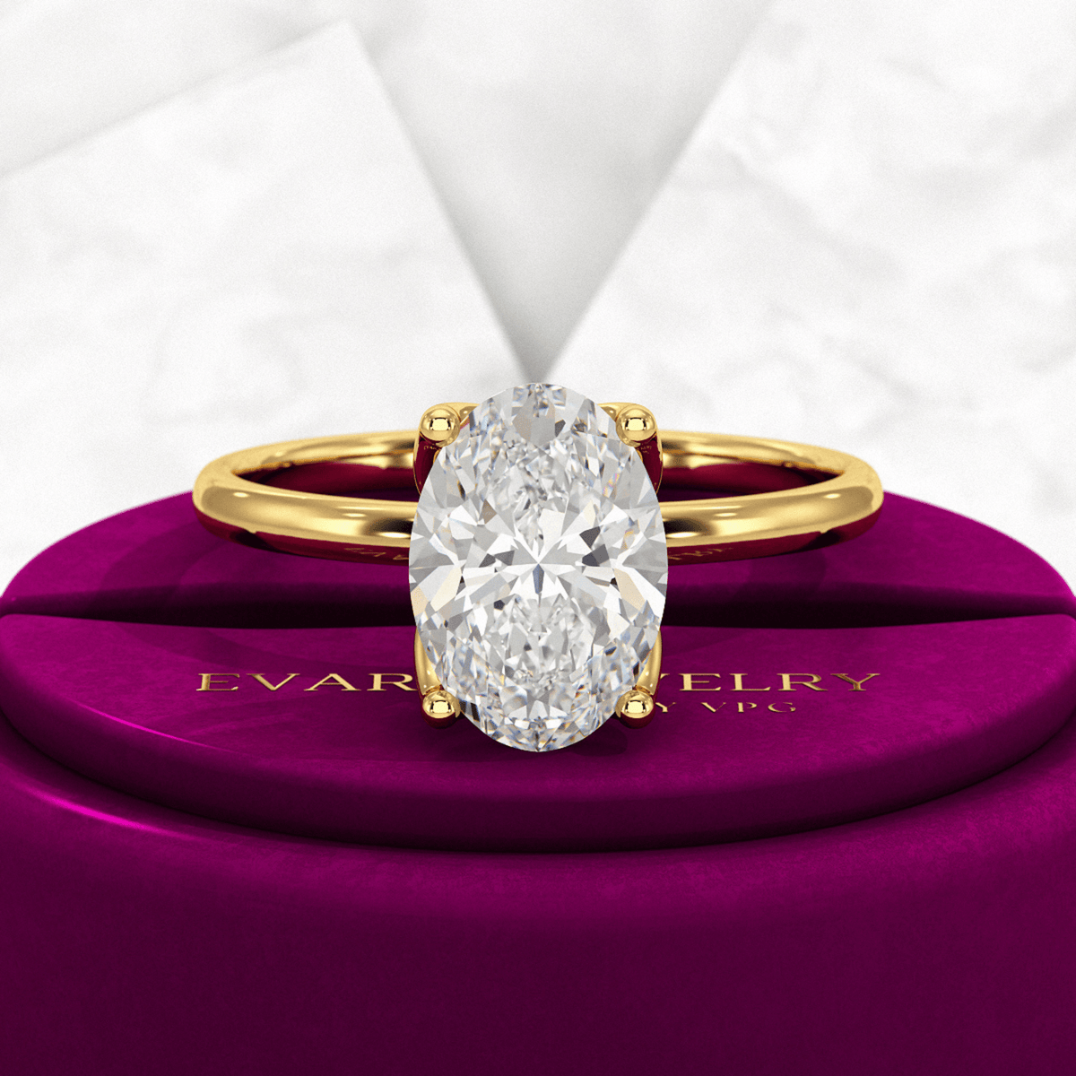 2 Carat Oval Cut Nature Inspired Engagement Ring - Evara Jewelry LLC