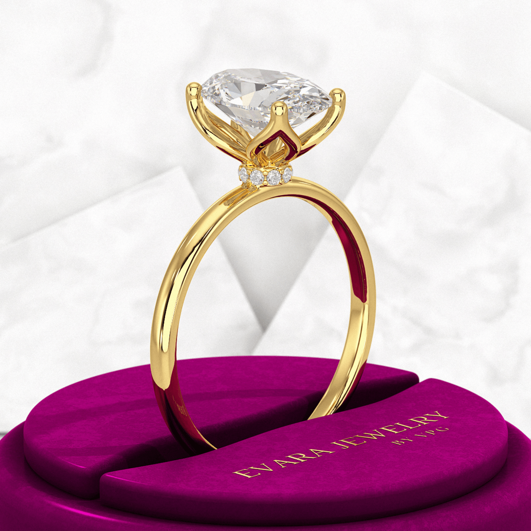 2 Carat Oval Cut Nature Inspired Engagement Ring - Evara Jewelry LLC