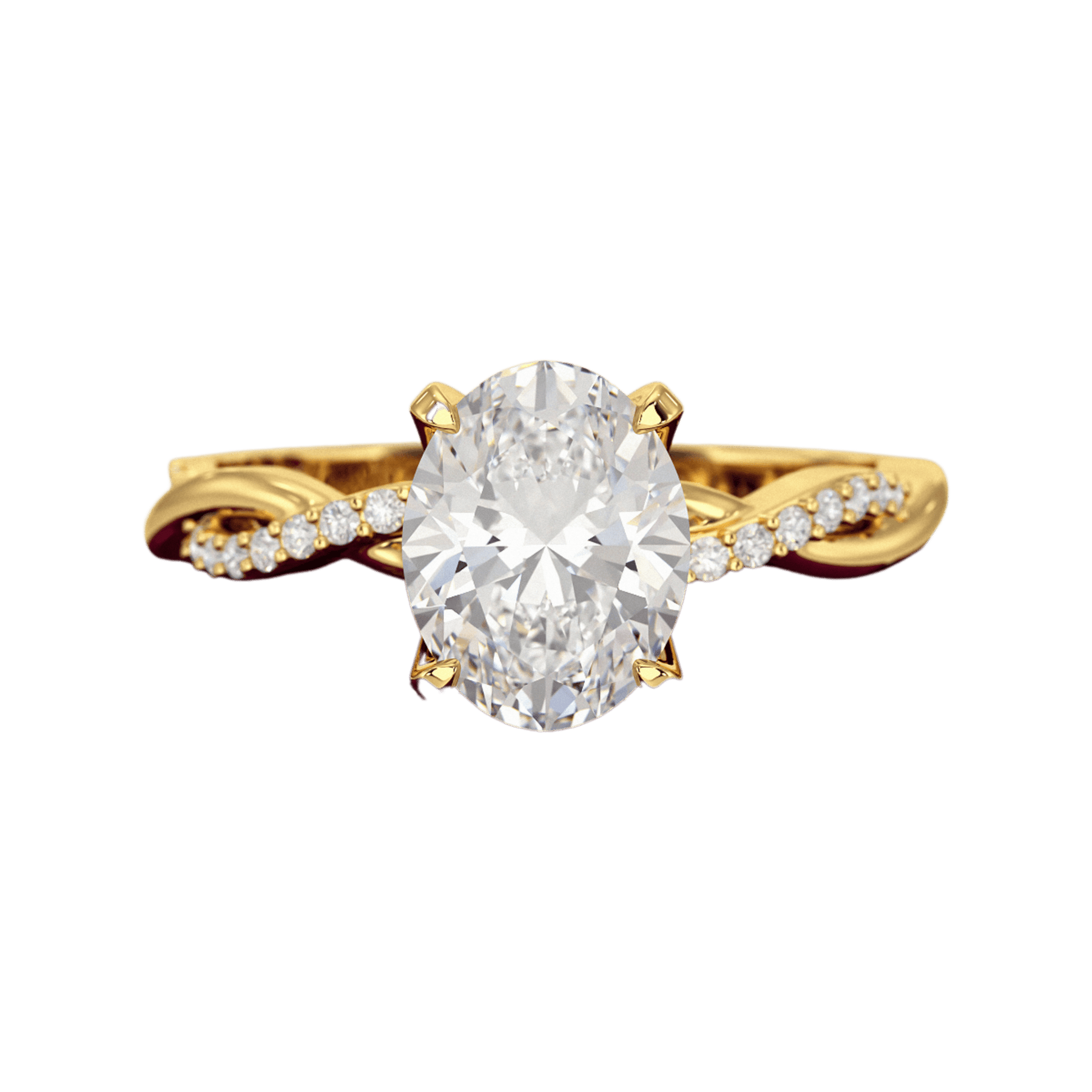 2 Carat Oval Diamond Nature Inspired Minimalist Engagement Ring - Evara Jewelry LLC