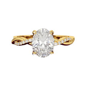 2 Carat Oval Diamond Nature Inspired Minimalist Engagement Ring - Evara Jewelry LLC