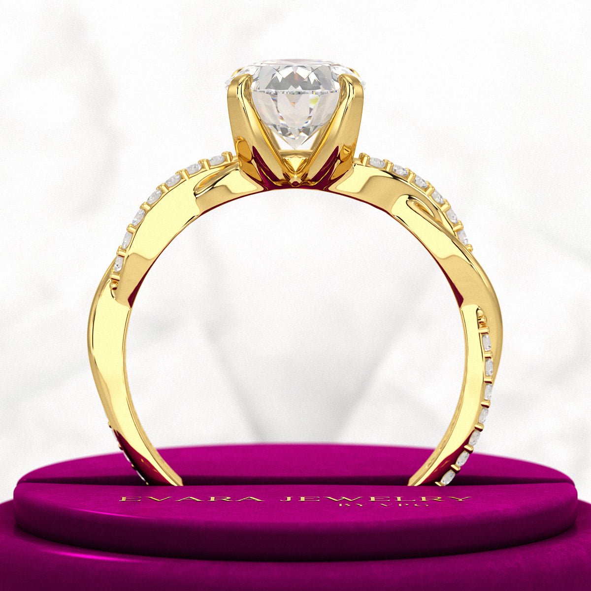 2 Carat Oval Diamond Nature Inspired Minimalist Engagement Ring - Evara Jewelry LLC