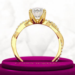 2 Carat Oval Diamond Nature Inspired Minimalist Engagement Ring - Evara Jewelry LLC