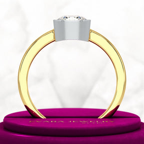 2 Carat Pear Cut Diamond Half Bezel Set Solitaire Engagement Ring - Evara Jewelry LLC