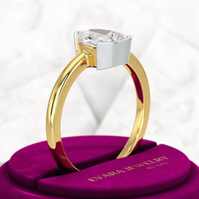 2 Carat Pear Cut Diamond Half Bezel Set Solitaire Engagement Ring - Evara Jewelry LLC