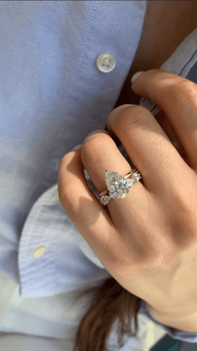 2 Carat Pear Cut Hidden Halo Engagement Ring - Evara Jewelry LLC