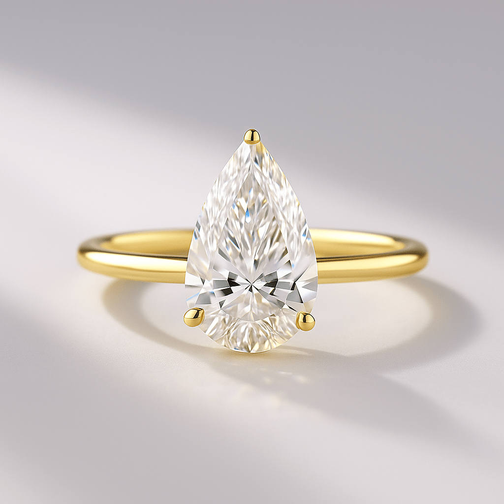 2 Carat Pear Cut Hidden Halo Engagement Ring - Evara Jewelry LLC