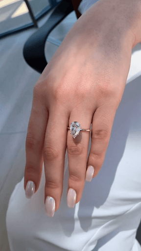 2 Carat Pear Cut Hidden Halo Engagement Ring - Evara Jewelry LLC