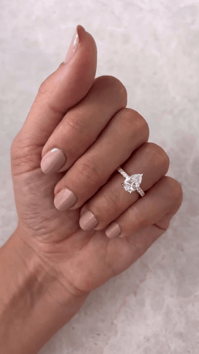 2 Carat Pear Cut Hidden Halo Pave Band Engagement Ring - Evara Jewelry LLC