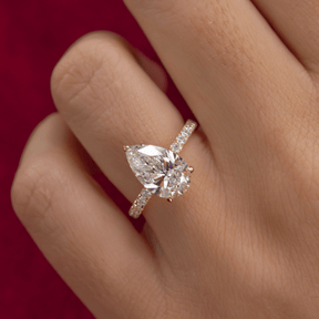 2 Carat Pear Cut Hidden Halo Pave Band Engagement Ring - Evara Jewelry LLC