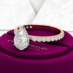2 Carat Pear Cut Hidden Halo Pave Band Engagement Ring - Evara Jewelry LLC