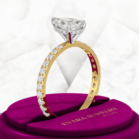2 Carat Pear Cut Hidden Halo Pave Band Engagement Ring - Evara Jewelry LLC