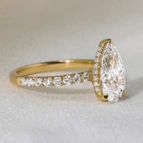 2 Carat Pear Cut Hidden Halo Pave Band Engagement Ring - Evara Jewelry LLC