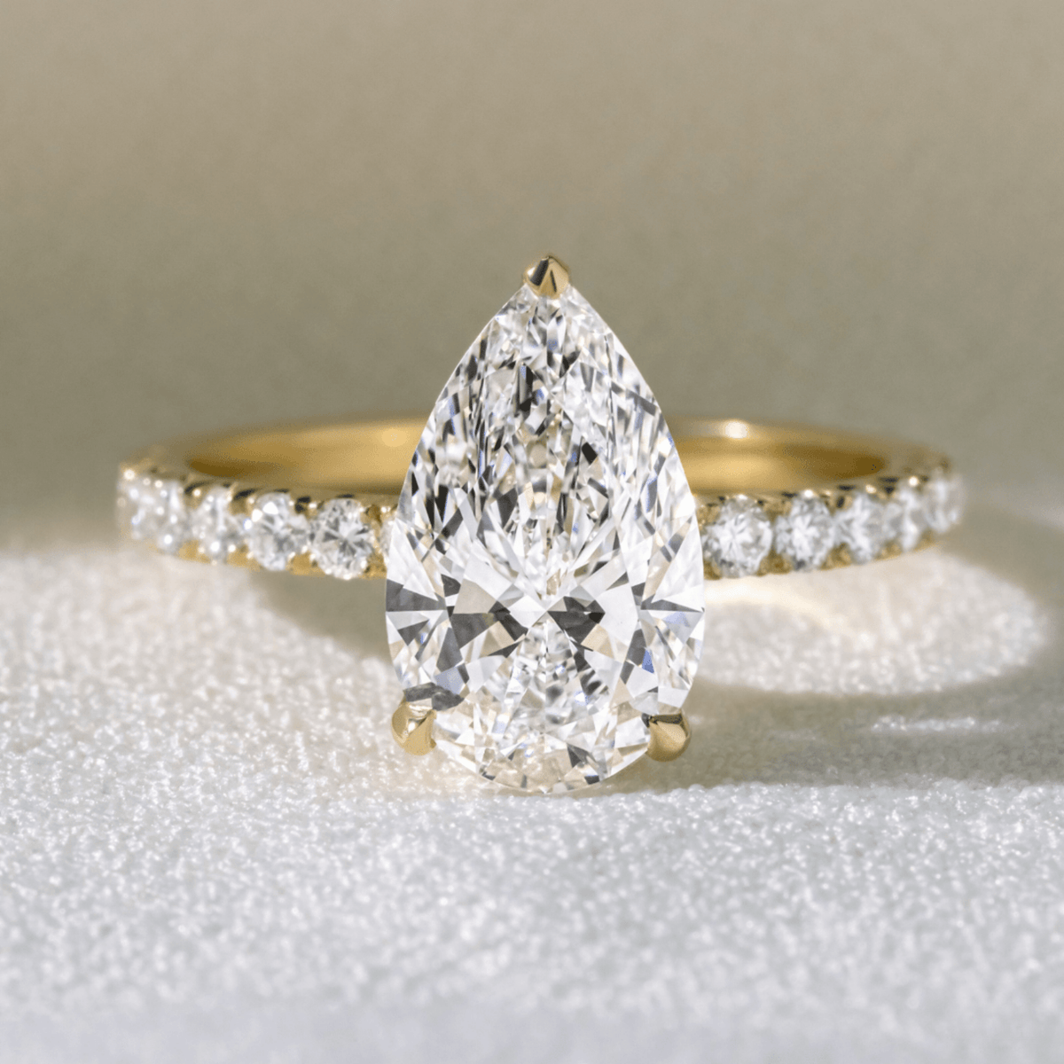 2 Carat Pear Cut Hidden Halo Pave Band Engagement Ring - Evara Jewelry LLC