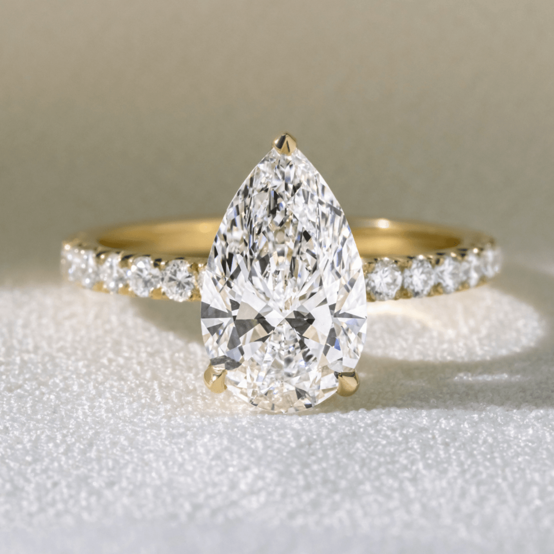 2 Carat Pear Cut Hidden Halo Pave Band Engagement Ring - Evara Jewelry LLC