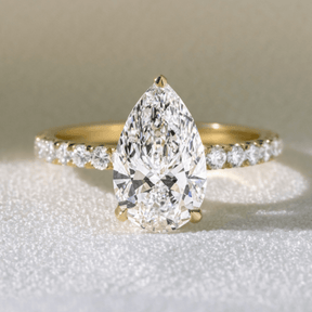 2 Carat Pear Cut Hidden Halo Pave Band Engagement Ring - Evara Jewelry LLC