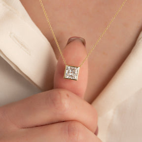 2 Carat Princess Cut Diamond Pendant Necklace in Bezel Setting - Evara Jewelry LLC