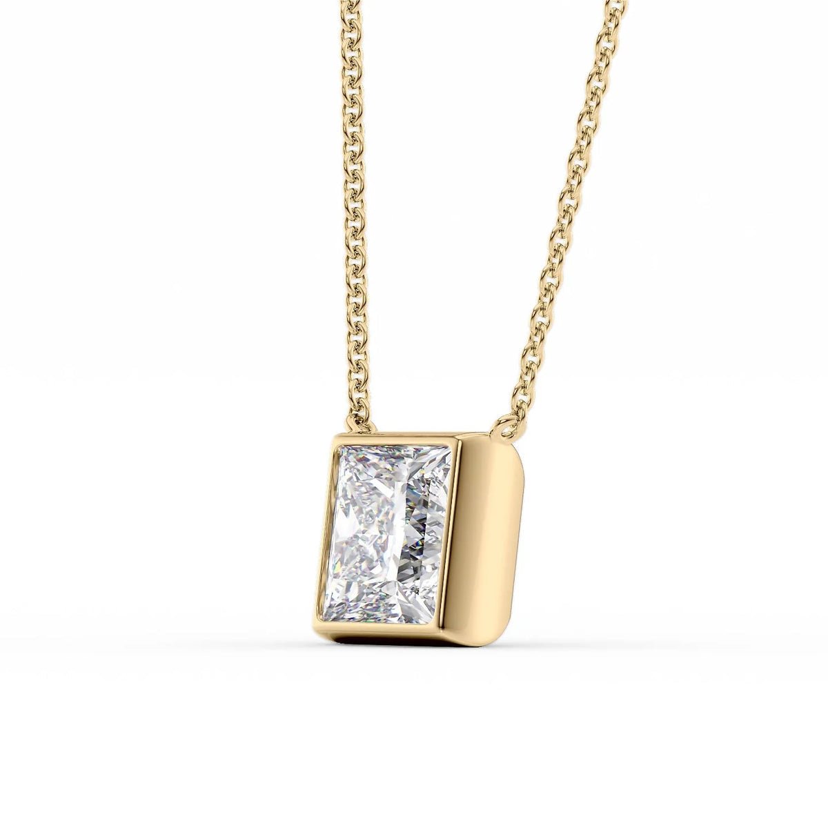 2 Carat Princess Cut Diamond Pendant Necklace in Bezel Setting - Evara Jewelry LLC
