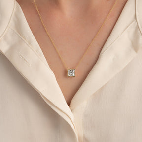 2 Carat Princess Cut Diamond Pendant Necklace in Bezel Setting - Evara Jewelry LLC