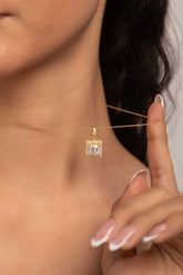 2 Carat Princess Cut Halo Diamond Pendant - Evara Jewelry LLC