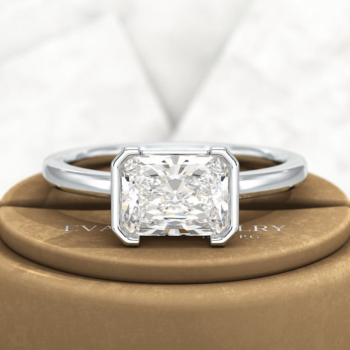 2 Carat Radiant Cut East West Anniversary Ring - Evara Jewelry LLC