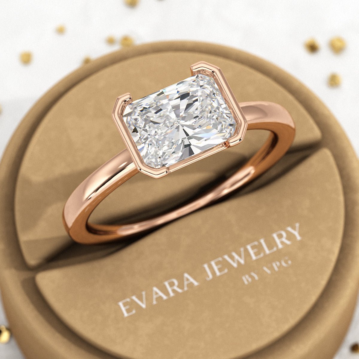 2 Carat Radiant Cut East West Anniversary Ring - Evara Jewelry LLC
