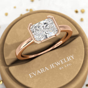 2 Carat Radiant Cut East West Anniversary Ring - Evara Jewelry LLC