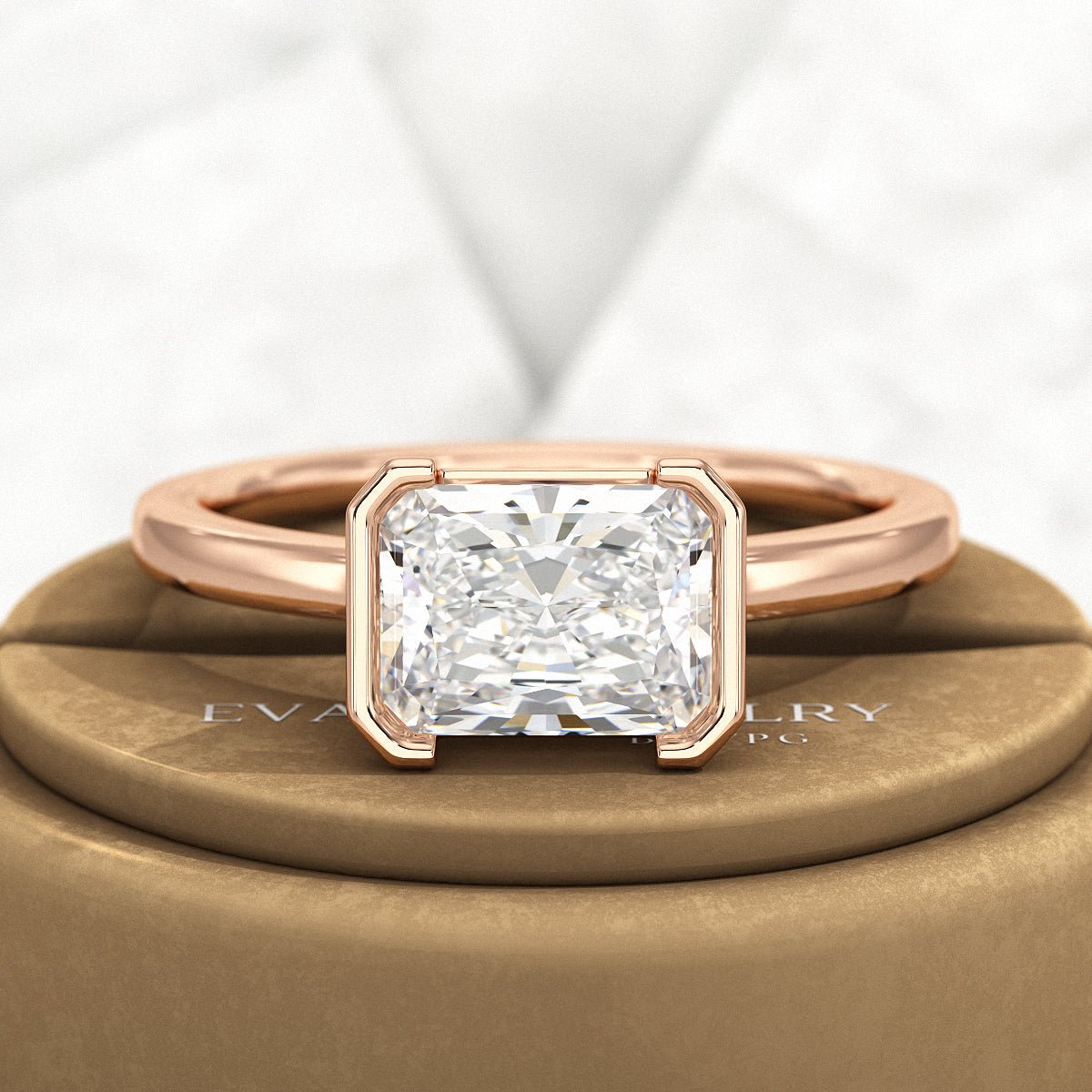 2 Carat Radiant Cut East West Anniversary Ring - Evara Jewelry LLC