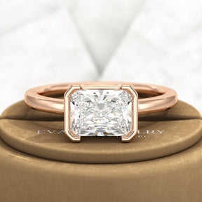 2 Carat Radiant Cut East West Anniversary Ring - Evara Jewelry LLC
