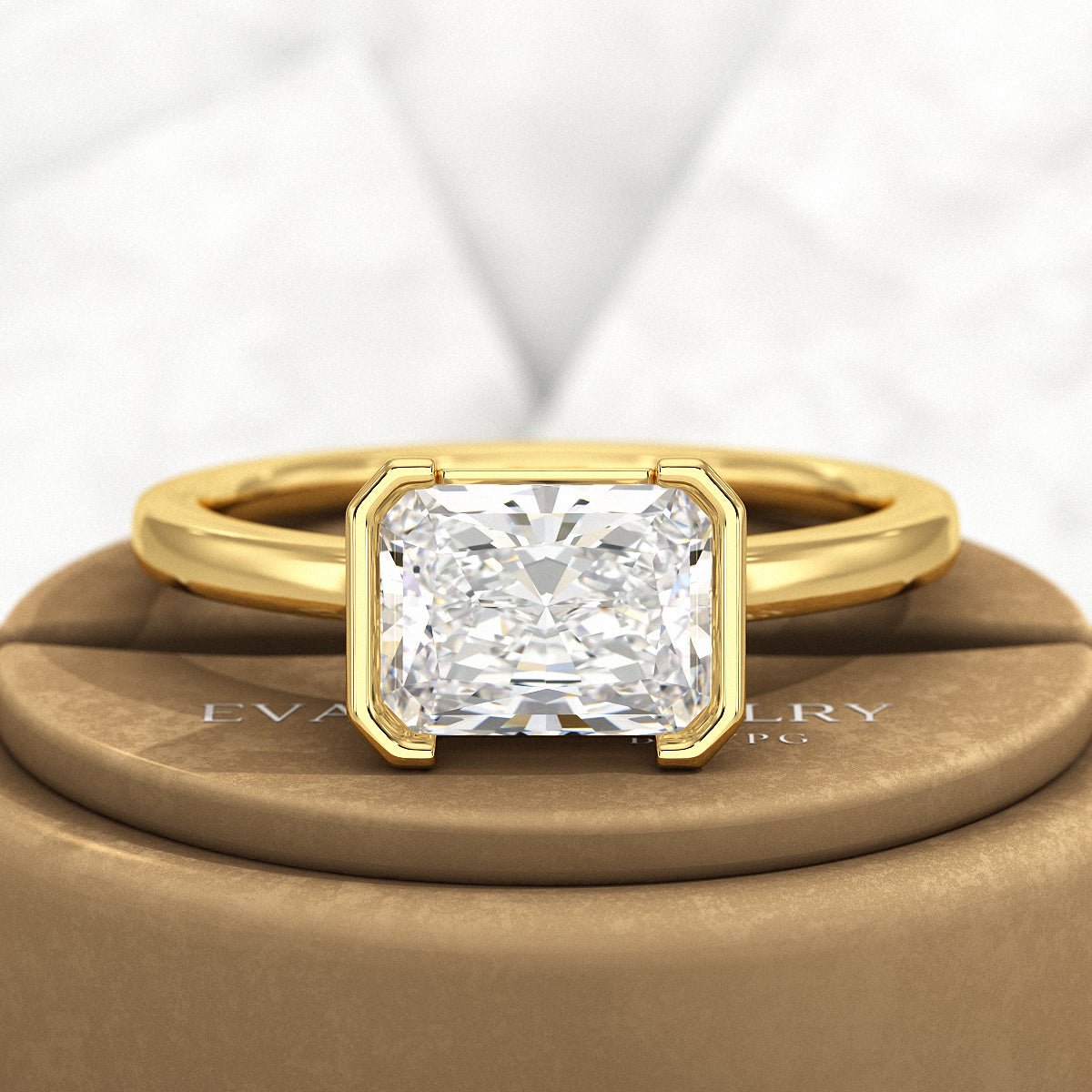 2 Carat Radiant Cut East West Anniversary Ring - Evara Jewelry LLC