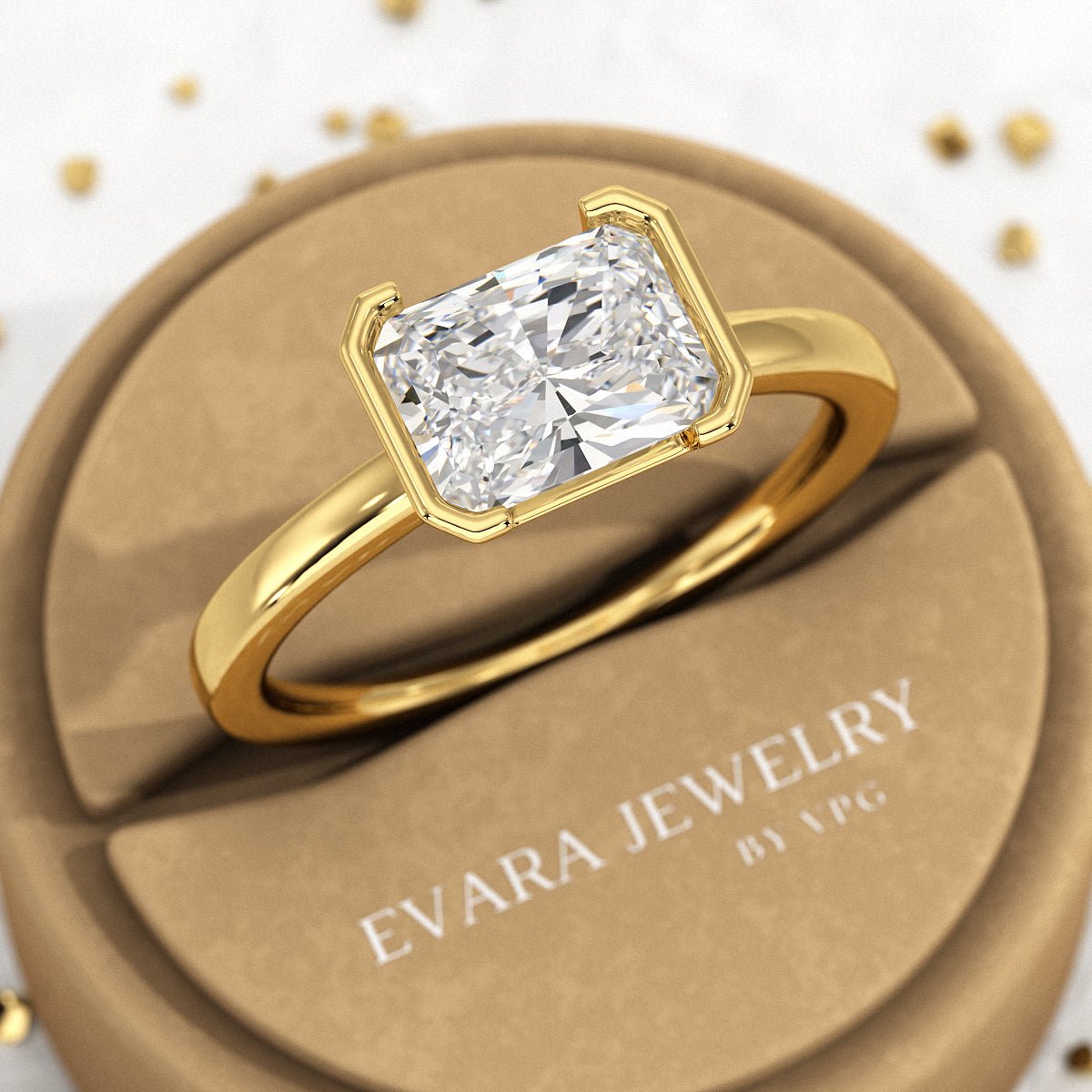 2 Carat Radiant Cut East West Anniversary Ring - Evara Jewelry LLC