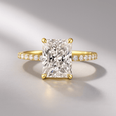 2 Carat Radiant Cut Engagement Ring with Pave Diamond Band - Evara Jewelry LLC