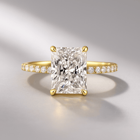 2 Carat Radiant Cut Engagement Ring with Pave Diamond Band - Evara Jewelry LLC
