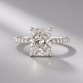 2 Carat Radiant Cut Engagement Ring with Pave Diamond Band - Evara Jewelry LLC