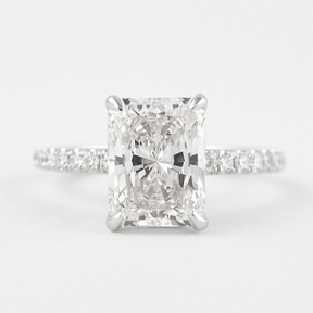 2 Carat Radiant Cut Engagement Ring with Pave Diamond Band - Evara Jewelry LLC