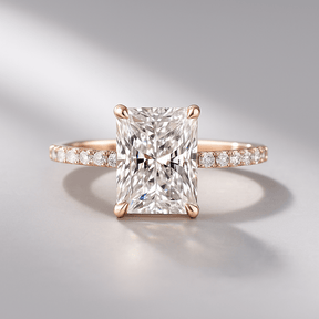 2 Carat Radiant Cut Engagement Ring with Pave Diamond Band - Evara Jewelry LLC