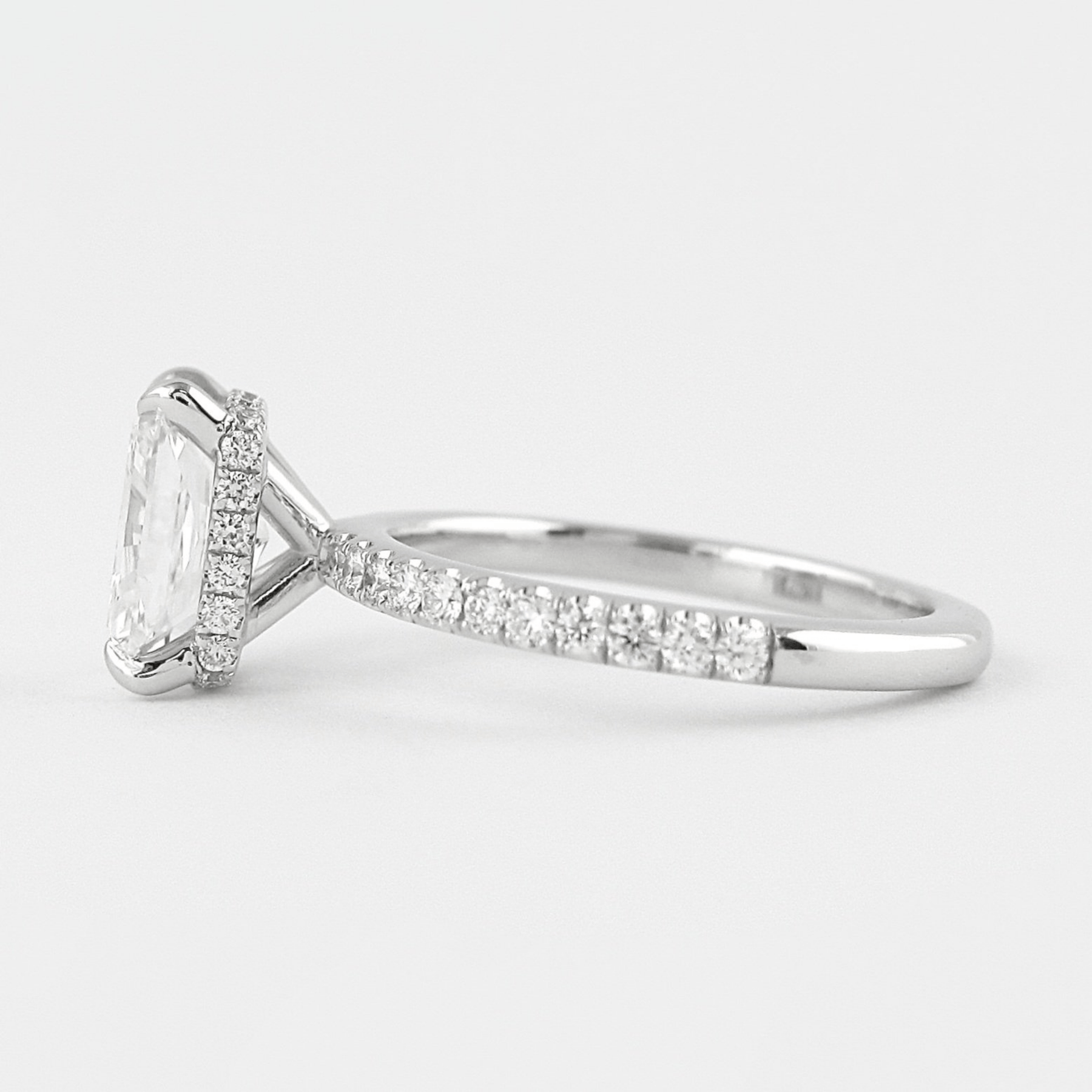 2 Carat Radiant Cut Engagement Ring with Pave Diamond Band - Evara Jewelry LLC