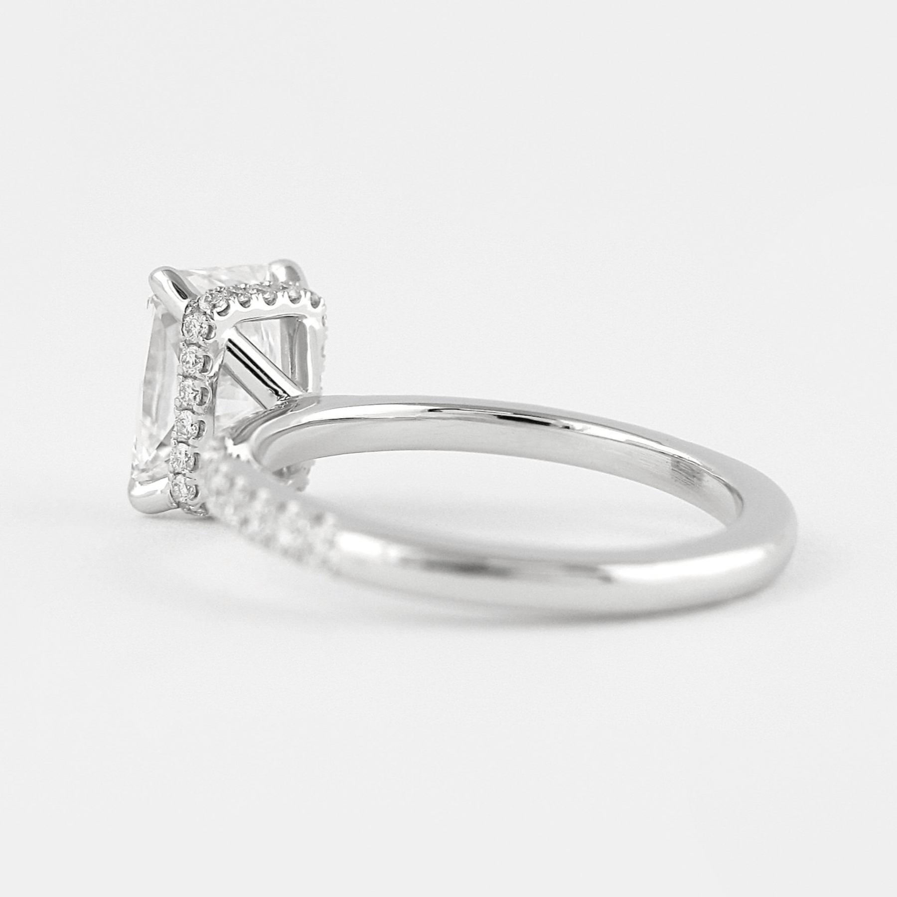 2 Carat Radiant Cut Engagement Ring with Pave Diamond Band - Evara Jewelry LLC