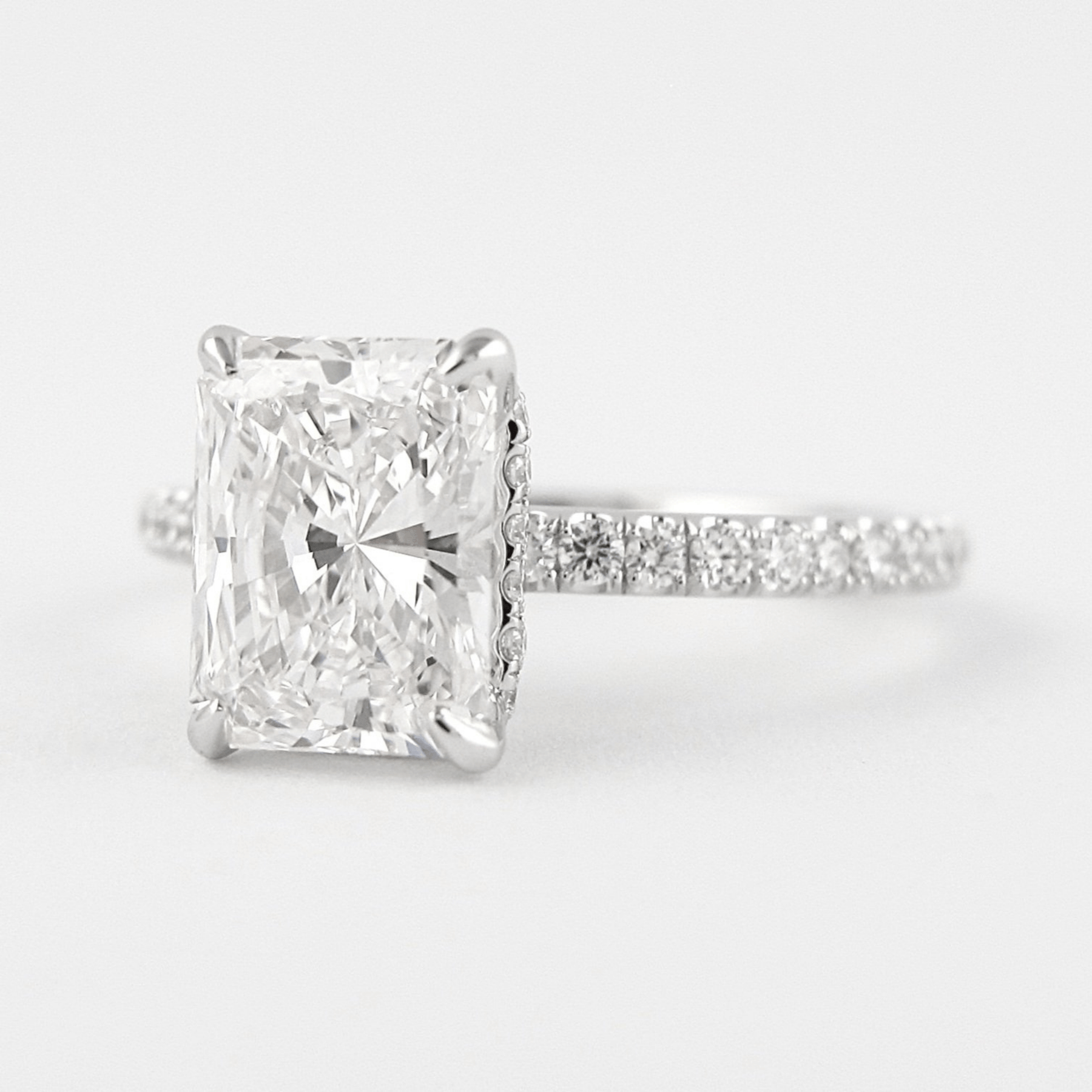 2 Carat Radiant Cut Engagement Ring with Pave Diamond Band - Evara Jewelry LLC