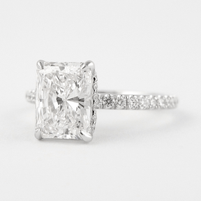 2 Carat Radiant Cut Engagement Ring with Pave Diamond Band - Evara Jewelry LLC