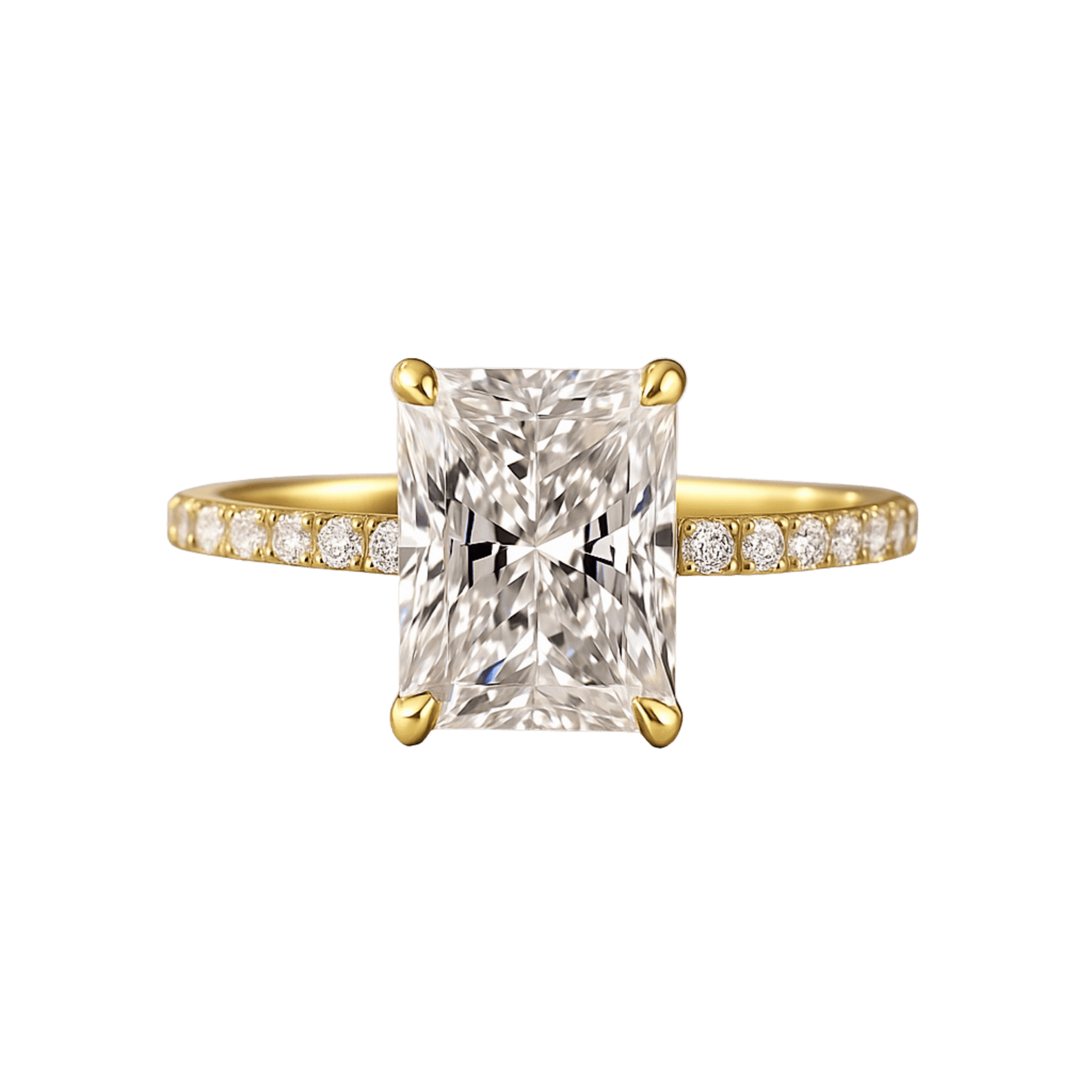 2 Carat Radiant Cut Engagement Ring with Pave Diamond Band - Evara Jewelry LLC